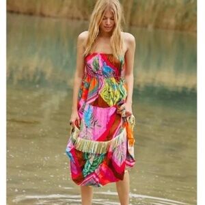 FARM RIO PALILA FRINGED MIDI DRESS - NWT - Medium